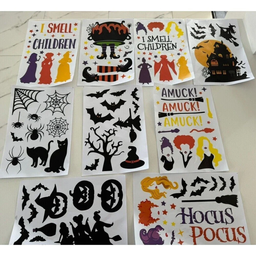 Halloween Window Stickers, 9 Sheets Halloween Window Cling Decals for Halloween